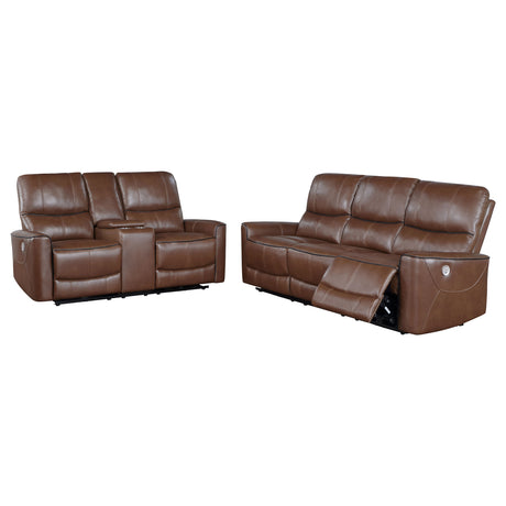 Power Sofa 2 Pc Set - Greenfield 2-piece Upholstered Power Reclining Sofa Set Saddle Brown