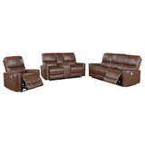 Power Sofa 3 Pc Set - Greenfield 3-piece Upholstered Power Reclining Sofa Set Saddle Brown