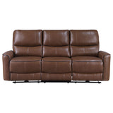 Power Sofa - Greenfield Upholstered Power Reclining Sofa Saddle Brown