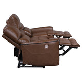 Power Sofa - Greenfield Upholstered Power Reclining Sofa Saddle Brown