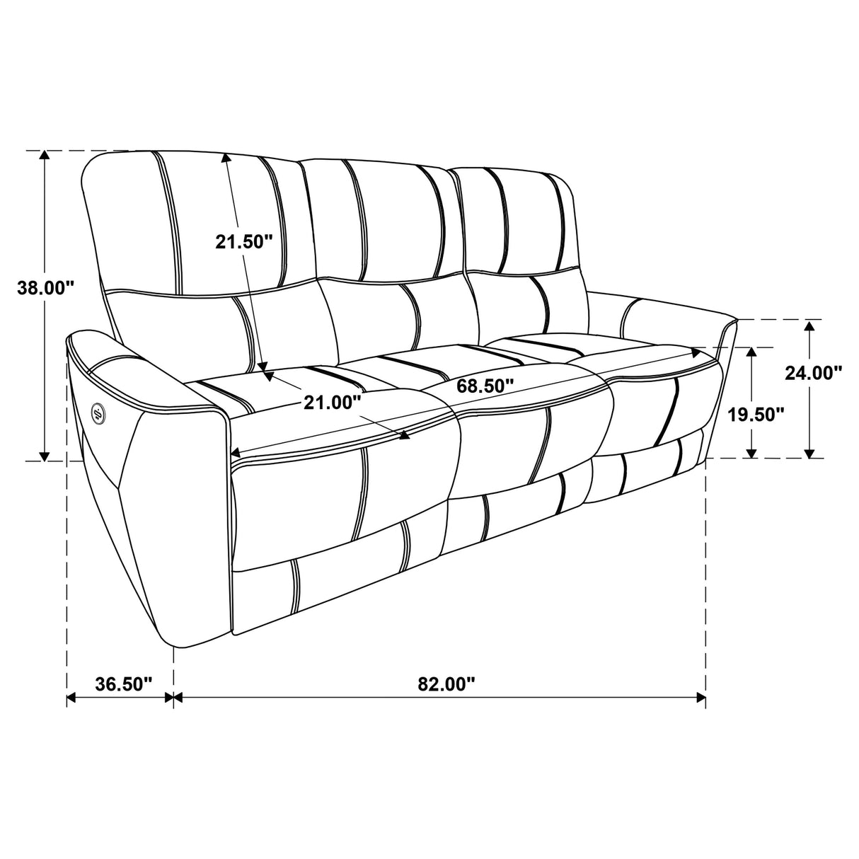 Power Sofa - Greenfield Upholstered Power Reclining Sofa Saddle Brown