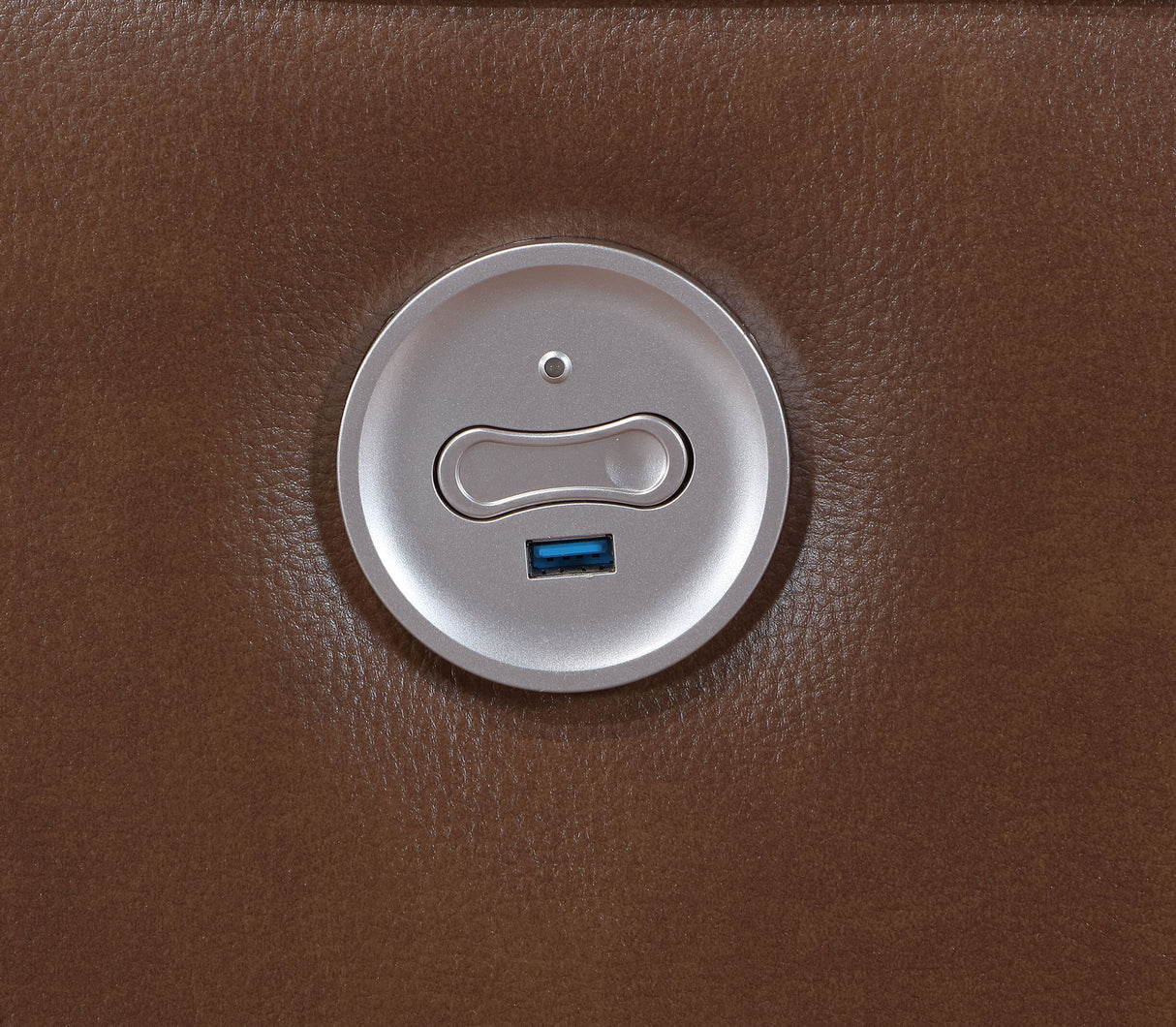 Power Loveseat - Greenfield Upholstered Power Reclining Loveseat with Console Saddle Brown