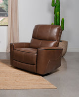 Power Recliner  - Greenfield Upholstered Power Recliner Chair Saddle Brown