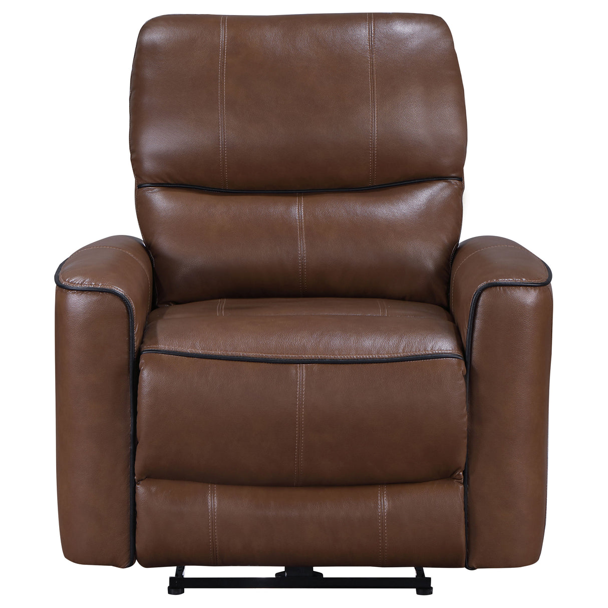 Power Recliner  - Greenfield Upholstered Power Recliner Chair Saddle Brown