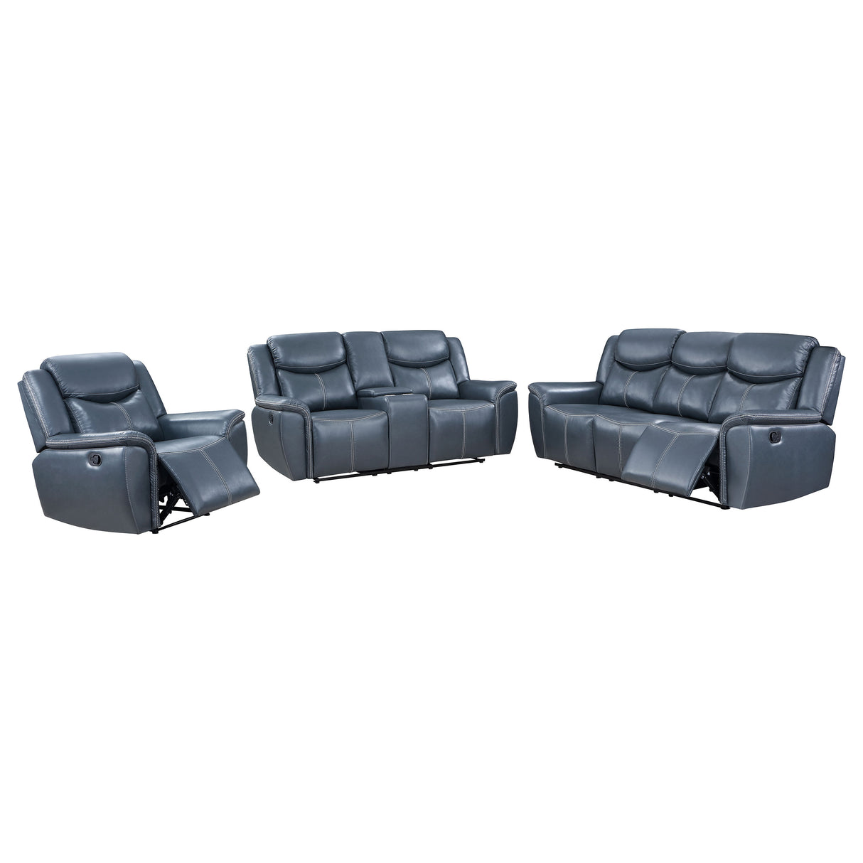 Motion Sofa 3 Pc Set - Sloane 3-piece Upholstered Motion Reclining Sofa Set Blue