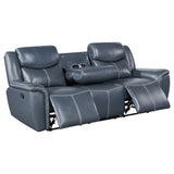 Motion Sofa - Sloane Upholstered Motion Reclining Sofa with Drop Down Table Blue