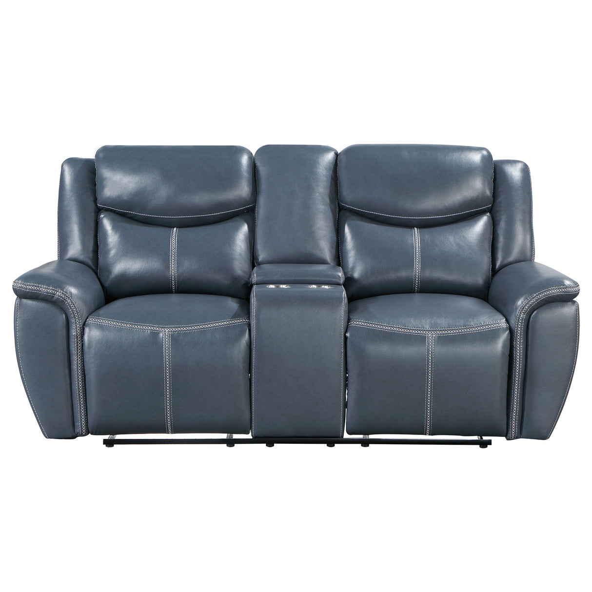 Motion Loveseat - Sloane Upholstered Motion Reclining Loveseat with Console Blue