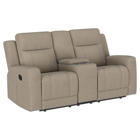 Brentwood Upholstered Motion Reclining Loveseat Taupe - sold by Home Elegance USA
