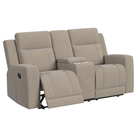 Brentwood Upholstered Motion Reclining Loveseat Taupe - sold by Home Elegance USA
