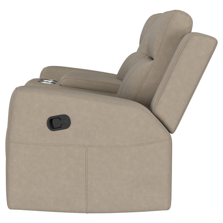 Brentwood Upholstered Motion Reclining Loveseat Taupe - sold by Home Elegance USA