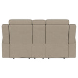 Brentwood Upholstered Motion Reclining Loveseat Taupe