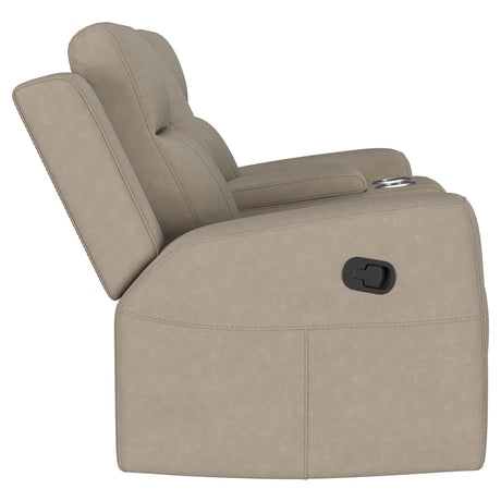 Brentwood Upholstered Motion Reclining Loveseat Taupe - sold by Home Elegance USA