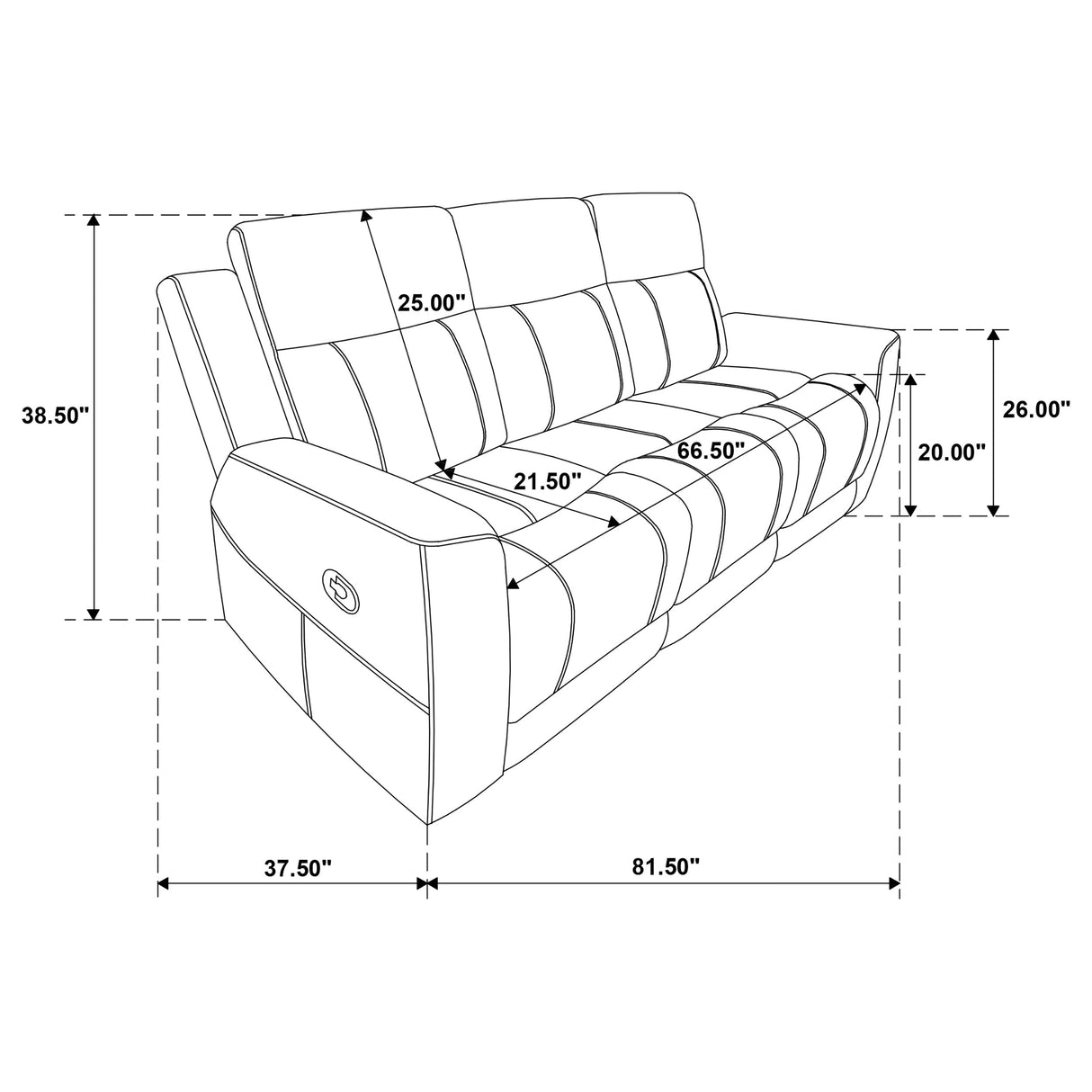 Brentwood Upholstered Motion Reclining Sofa Dark Charcoal - Home Elegance USA