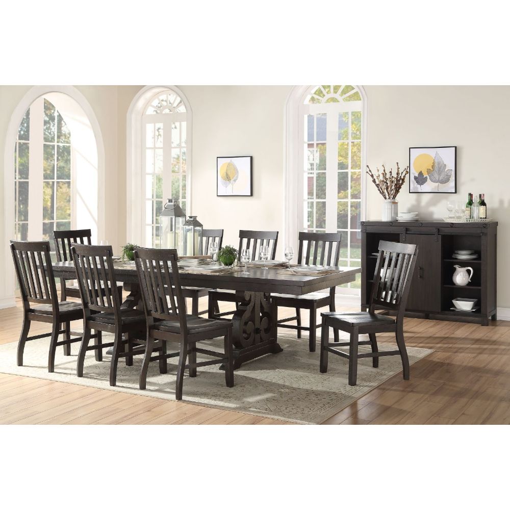 Acme - Maisha Dining Table 61030 Rustic Walnut Finish