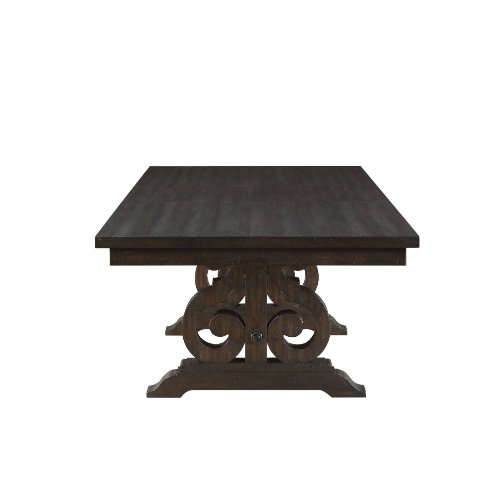 Acme - Maisha Dining Table 61030 Rustic Walnut Finish