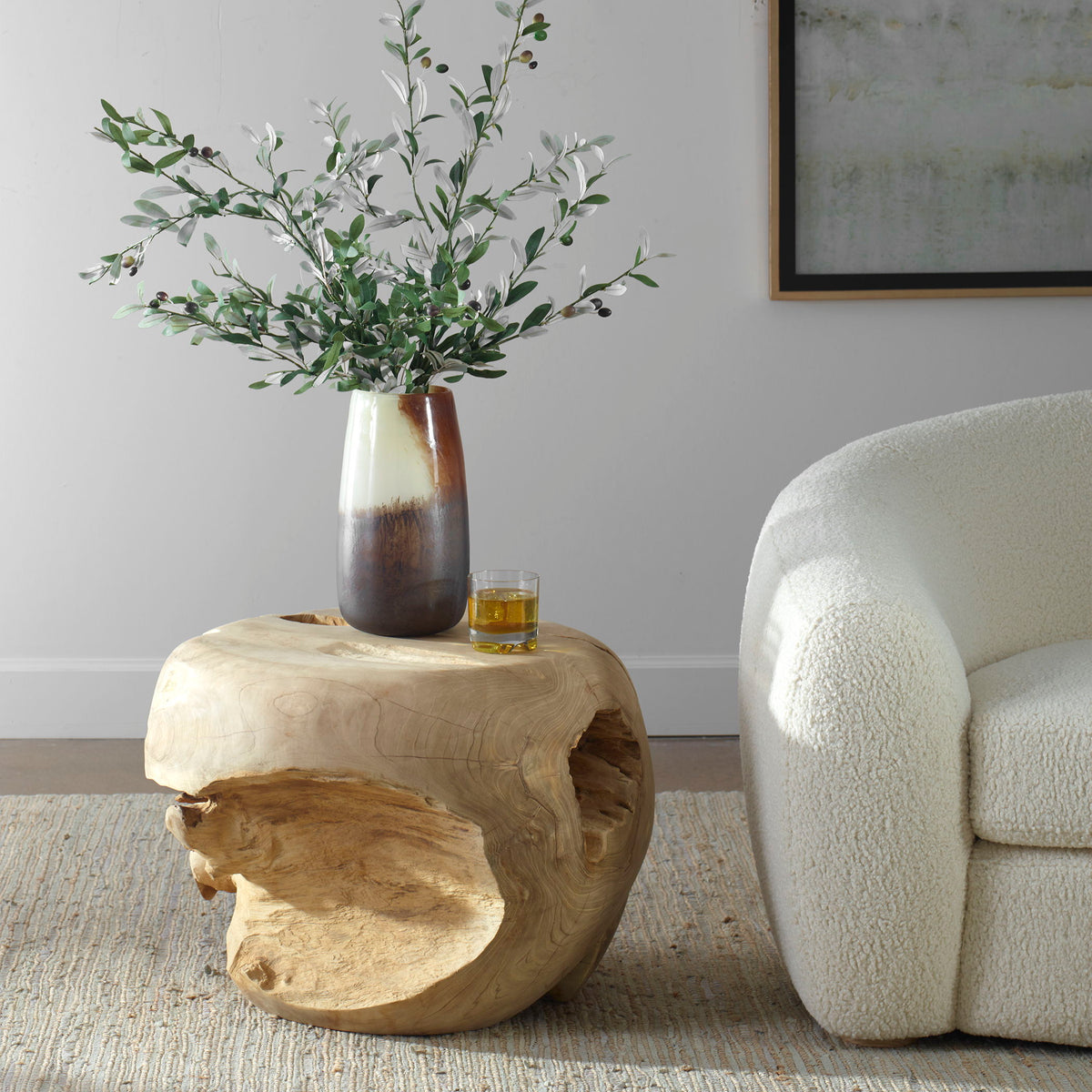 Sola Handcrafted Teak Side Table - Beige by Uttermost - View 2