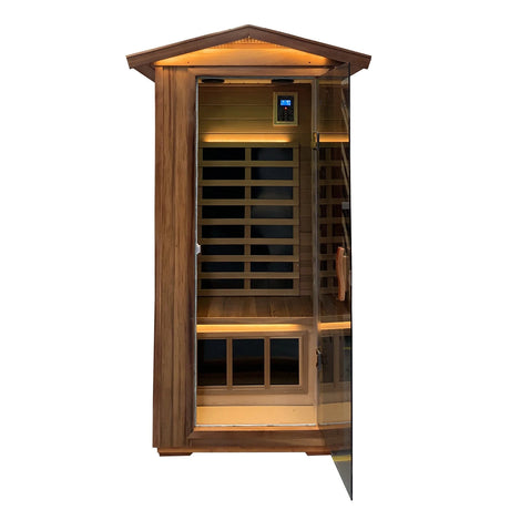 Red Cedar 1-Person Infrared Sauna – Indoor & Outdoor Wooden Home Sauna - sold by Home Elegance USA
