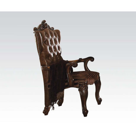 Acme - Versailles Arm Chair (Set-2) 61103 Two Tone Light Brown Synthetic Leather /Fabric & Cherry Oak Finish