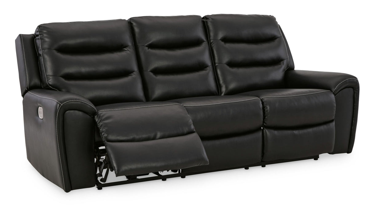 Ashley Black Warlin PWR REC Sofa with ADJ Headrest - Faux Leather | Home Elegance USA