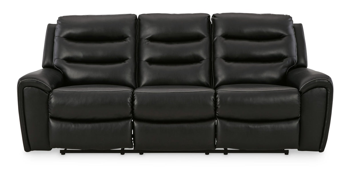 Ashley Black Warlin PWR REC Sofa with ADJ Headrest - Faux Leather | Home Elegance USA