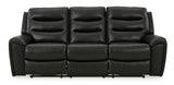 Ashley Black Warlin PWR REC Sofa with ADJ Headrest - Faux Leather - 6110515 - Home Elegance USA - 1