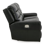 Ashley Black Warlin PWR REC Sofa with ADJ Headrest - Faux Leather - 6110515 - Home Elegance USA - 3