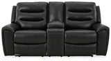 Ashley Black Warlin PWR REC Loveseat/CON/ADJ HDRST - Faux Leather - 6110518 - Home Elegance USA - 1