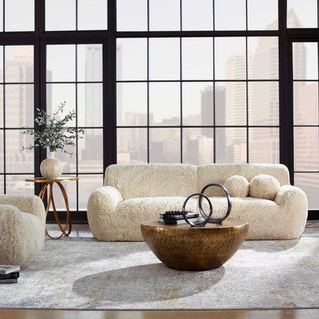 Abide Rounded Sheepskin Sofa - Beige by Uttermost - View 3