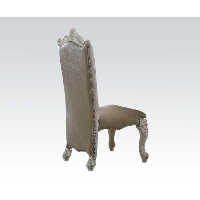 Acme - Versailles Side Chair (Set-2) 61132 Vintage Synthetic Leather /Fabric & Bone White Finish