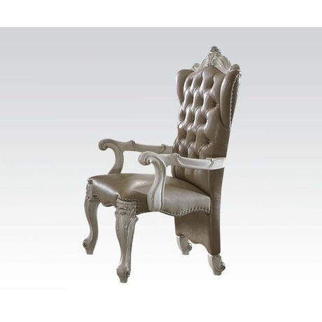 Acme - Versailles Arm Chair (Set-2) 61133 Vintage Synthetic Leather & Bone White Finish