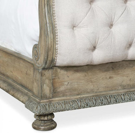 Castella Tufted King & California King Bed – Natural Tan Fabric | Hooker