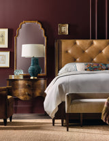 Archives Upholstered Bed by Hooker Furniture in Oak Veneers & Tufted Leather (Queen, King, California King)