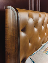 Archives Upholstered Bed by Hooker Furniture in Oak Veneers & Tufted Leather (Queen, King, California King)