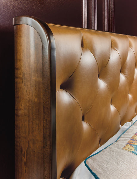 Archives Upholstered Bed by Hooker Furniture in Oak Veneers & Tufted Leather (Queen, King, California King)