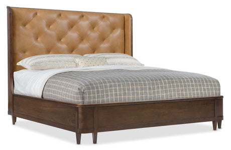 Archives Upholstered Bed by Hooker Furniture in Oak Veneers & Tufted Leather (Queen, King, California King)