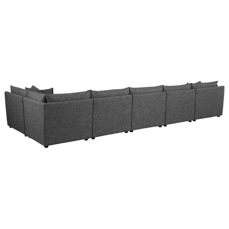 Tomasina Black 6-Piece Upholstered Modular Sectional - sold by Home Elegance USA