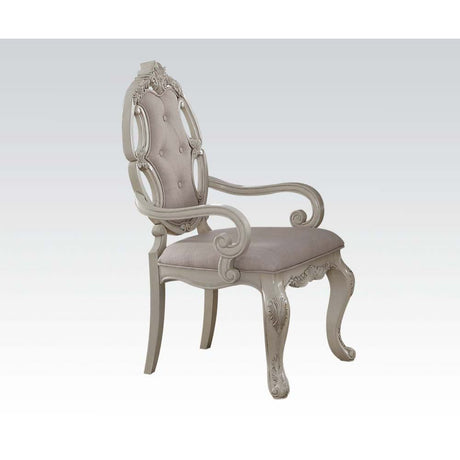 Acme - Ragenardus Arm Chair (Set-2) 61283 Fabric & Antique White Finish