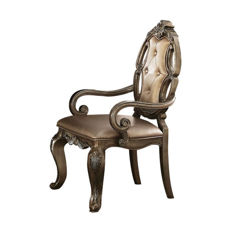 Acme - Ragenardus Arm Chair (Set-2) 61293 Vintage Synthetic Leather & Vintage Oak Finish