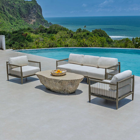 Borneo Outdoor Sofa Brown / Oyster White - White / Dark Brown by Uttermost - View 6