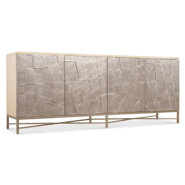 Westwood Credenza Polished Limestone Finish & Silver Leaf Details | Hooker Furniture - sold by Home Elegance USA