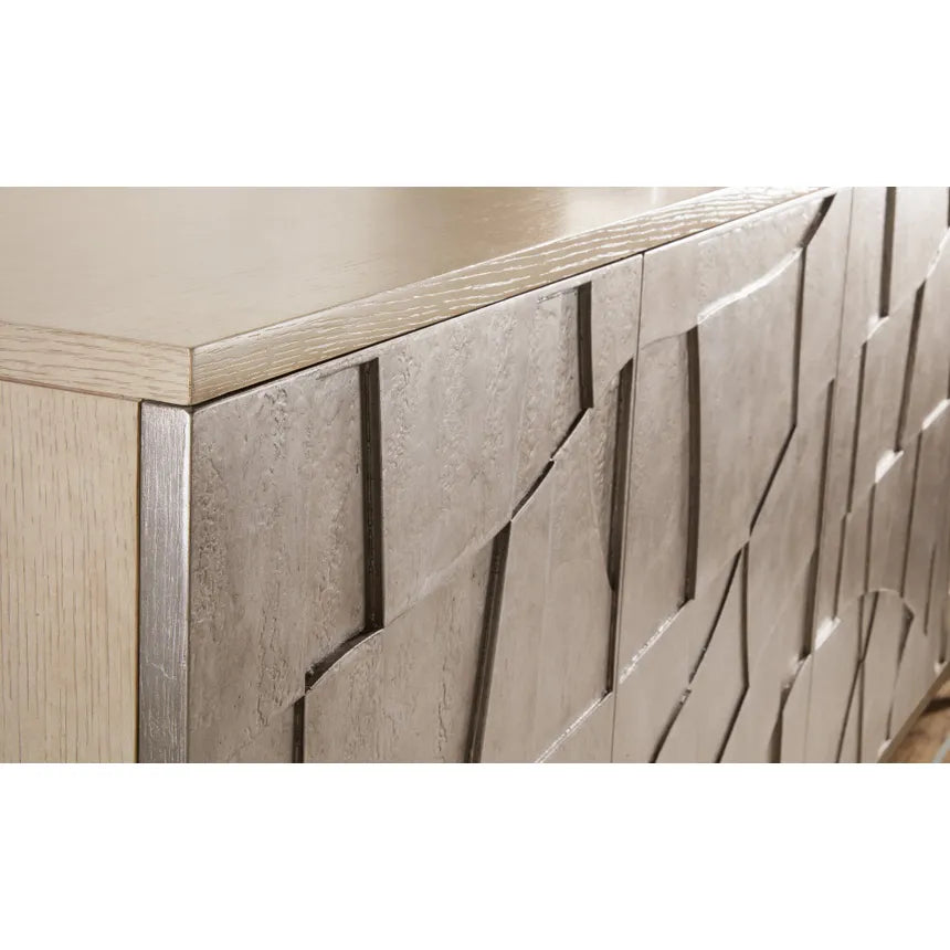 Westwood Credenza Polished Limestone Finish & Silver Leaf Details | Hooker Furniture - sold by Home Elegance USA
