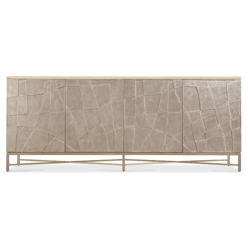 Westwood Credenza Polished Limestone Finish & Silver Leaf Details | Hooker Furniture - sold by Home Elegance USA