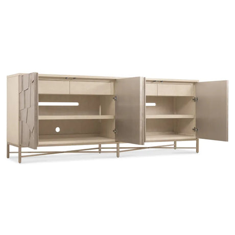 Westwood Credenza Polished Limestone Finish & Silver Leaf Details | Hooker Furniture - sold by Home Elegance USA