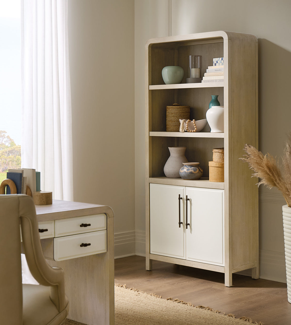 Wood Bookcase - Light Brown / White by Hooker Furniture - View 3