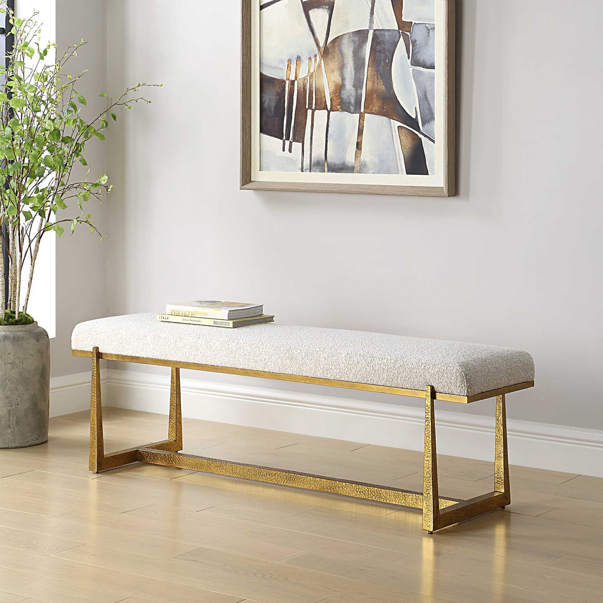 Midas Bench - White by Uttermost - View 3
