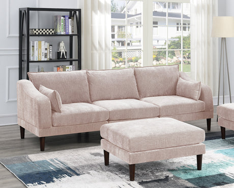 Beautiful 5pcs Modular Sectional Set 2x One Arm Chairs 2x Armless Chair 1x Ottoman Living Room Furniture Blush Pink Morgan Fabric - sold by Home Elegance USA