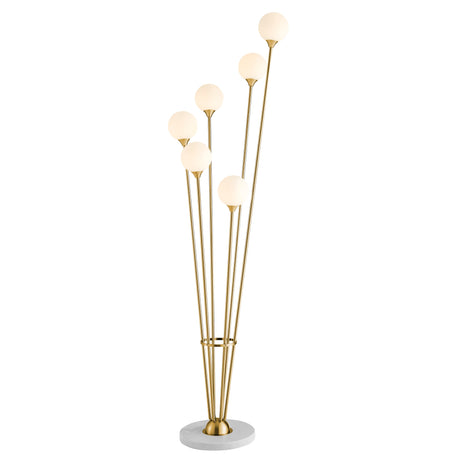 Anechdoche 6 Lights Floor Lamp // Gold and White  | Finesse - Home Elegance USA