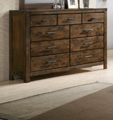 1pc Rustic Industrial Style Brown Seven Drawer Dresser Bedroom Solid Wood Wooden Furniture
