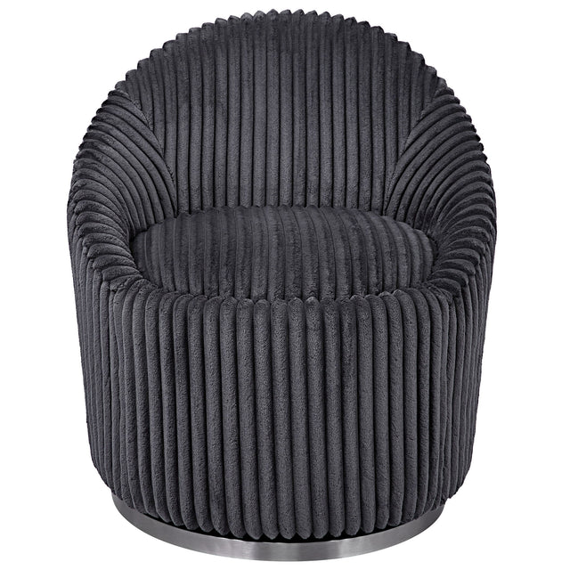 Crue Fabric Swivel Chair - Dark Gray by Uttermost - View 1