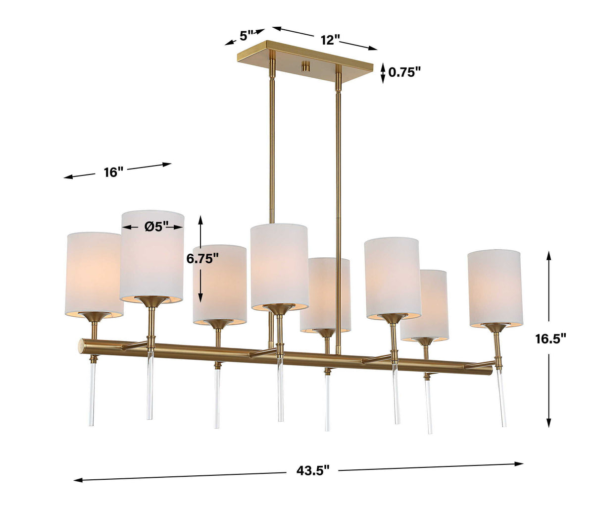 Awyr 8 Light Linear Chandelier - Bronze by Uttermost - View 3